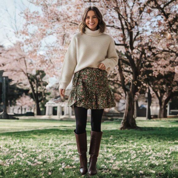 Sezane Rue Saint-Fiacre Julia Mini Skirt Floral Ruffle Pleated Flared A-Line - Picture 1 of 12